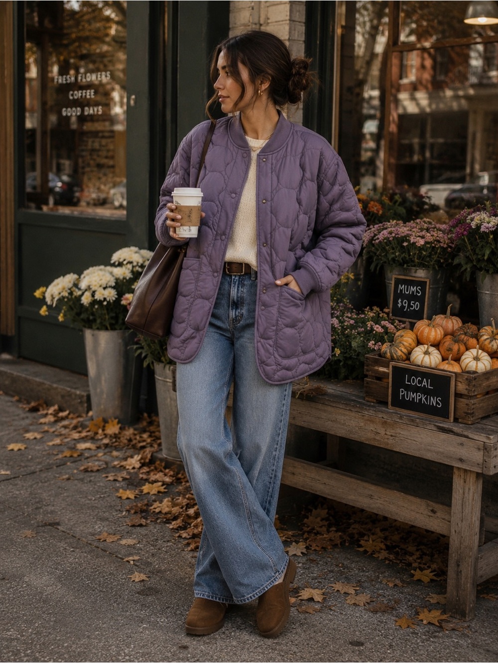 Madewell Quilted Oversized Bomber Jacket Smokey Grape Purple S